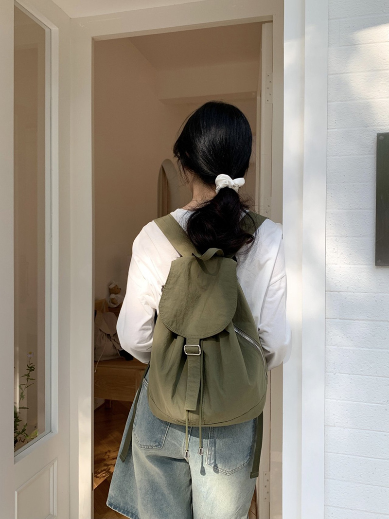 Buckle side zip-up nylon backpack (4 colors)