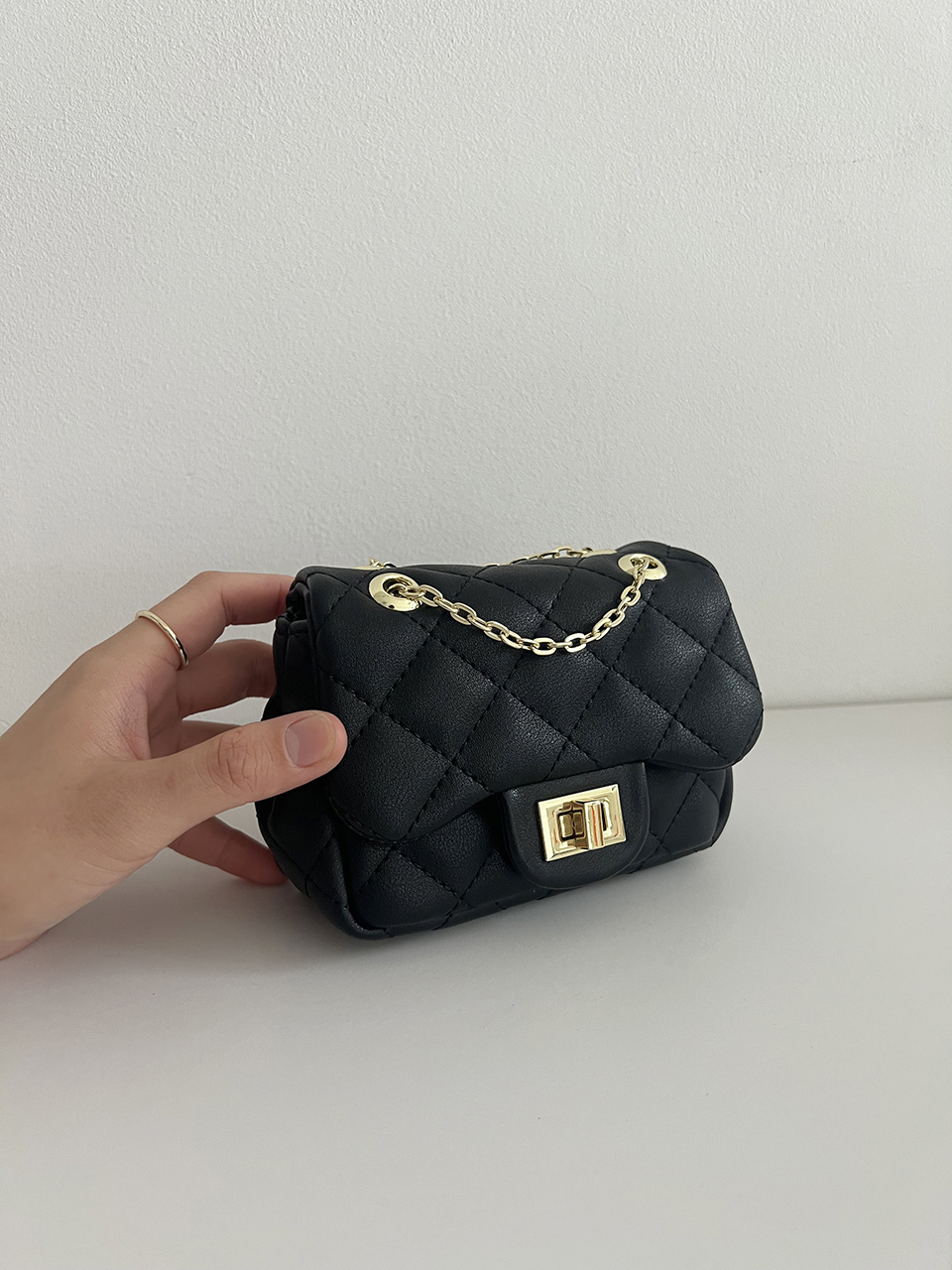 Zuni Quilted Micro Mini Gold Chain Bag