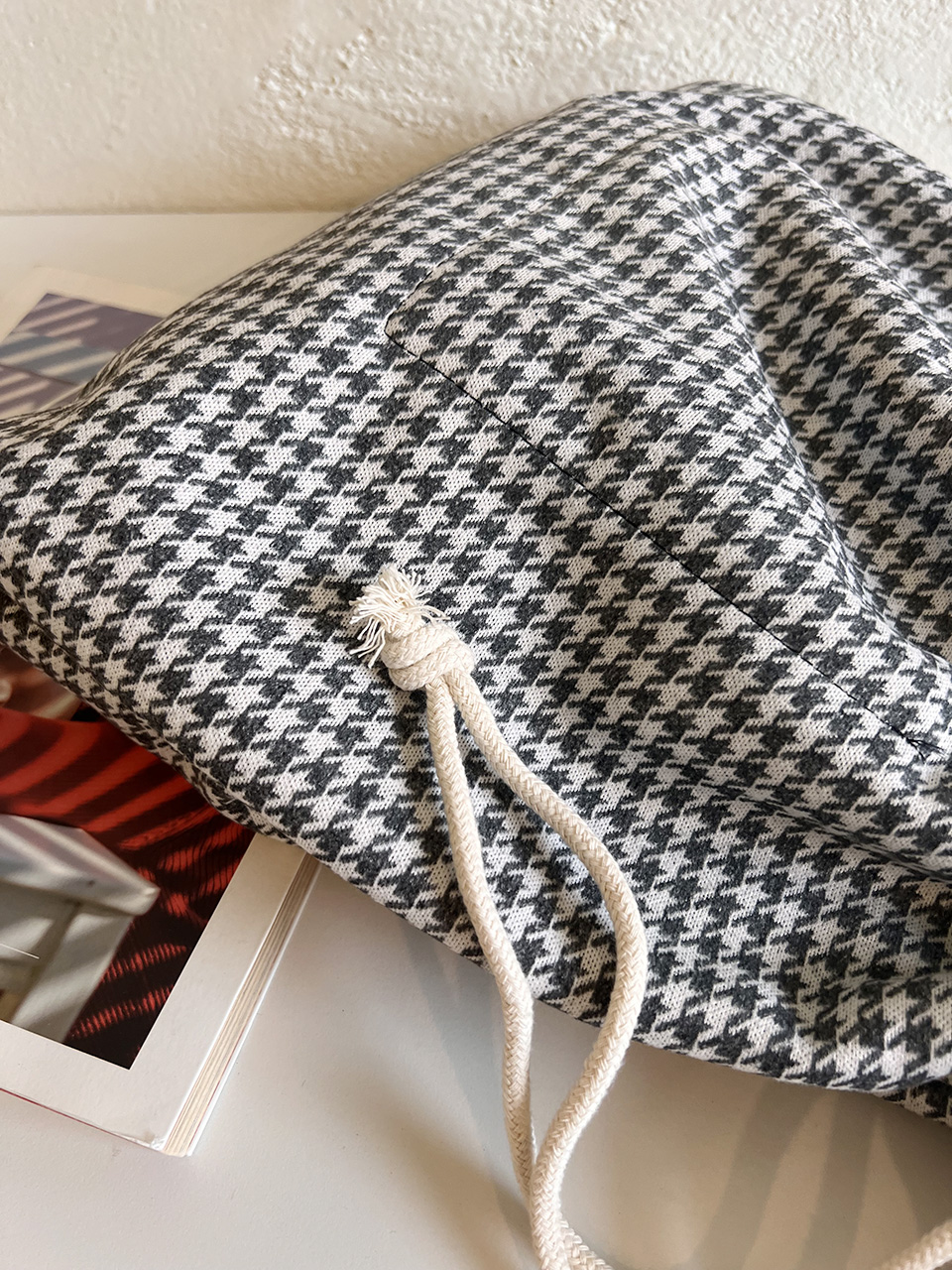 Checkered Bucket Bag Big Shoulder Eco Bag