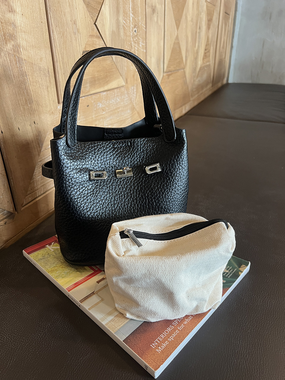 Leather buckle 2-way tote bag (6 colors)