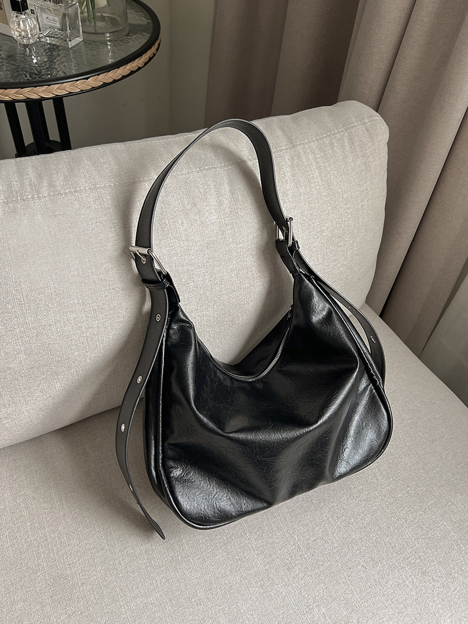 Leather Square Cross Hobo Bag