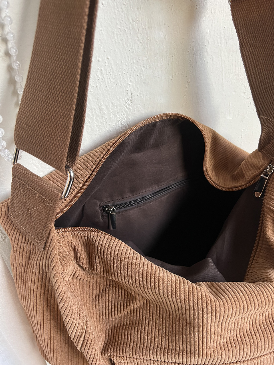 Corduroy Pocket Big Cross Eco Bag (6 colors)
