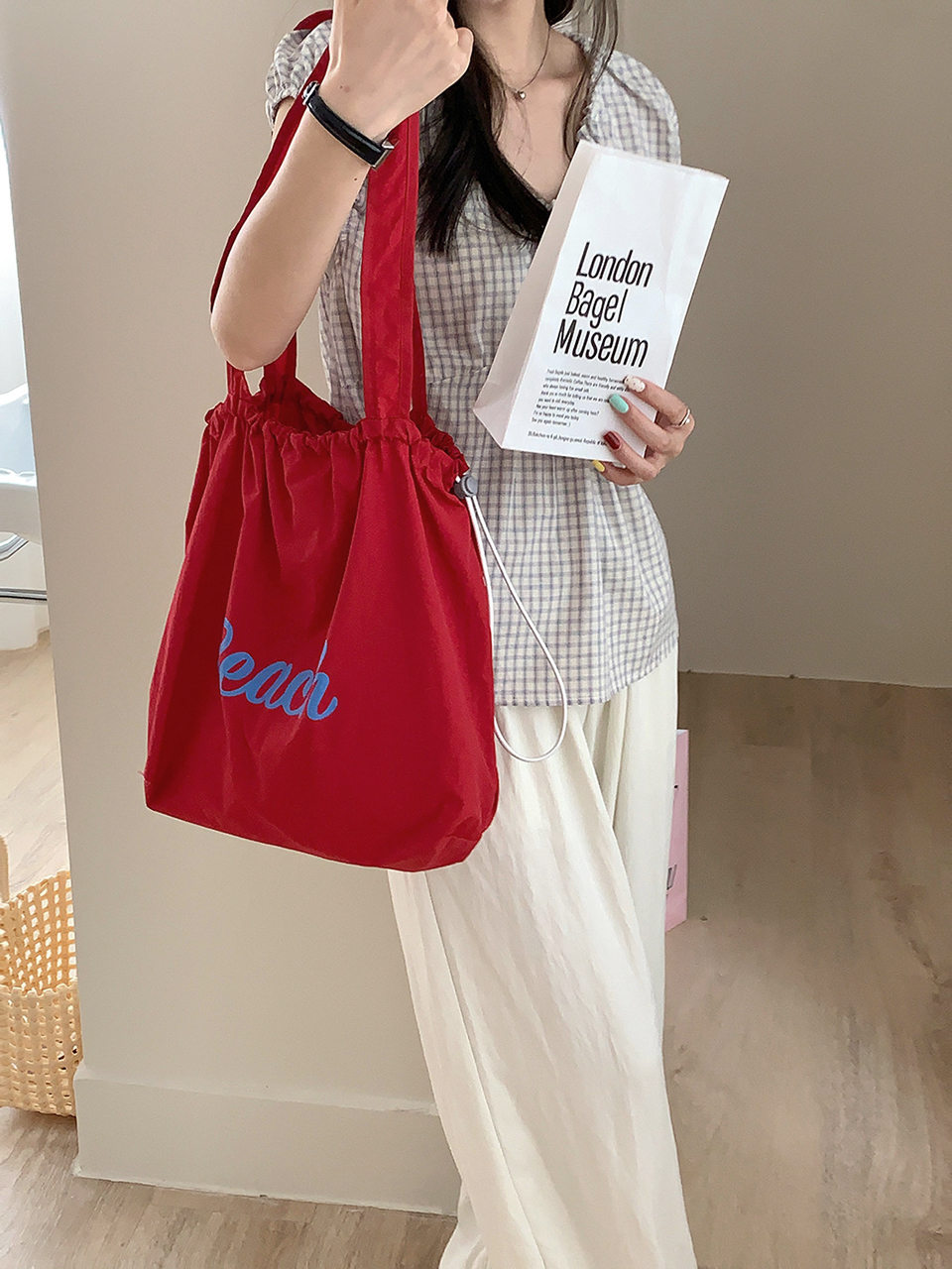 [Nylon] Lettering String Eco Bag (5 colors)