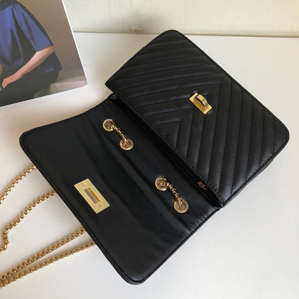 V-Quilted Mini Square Chain Bag