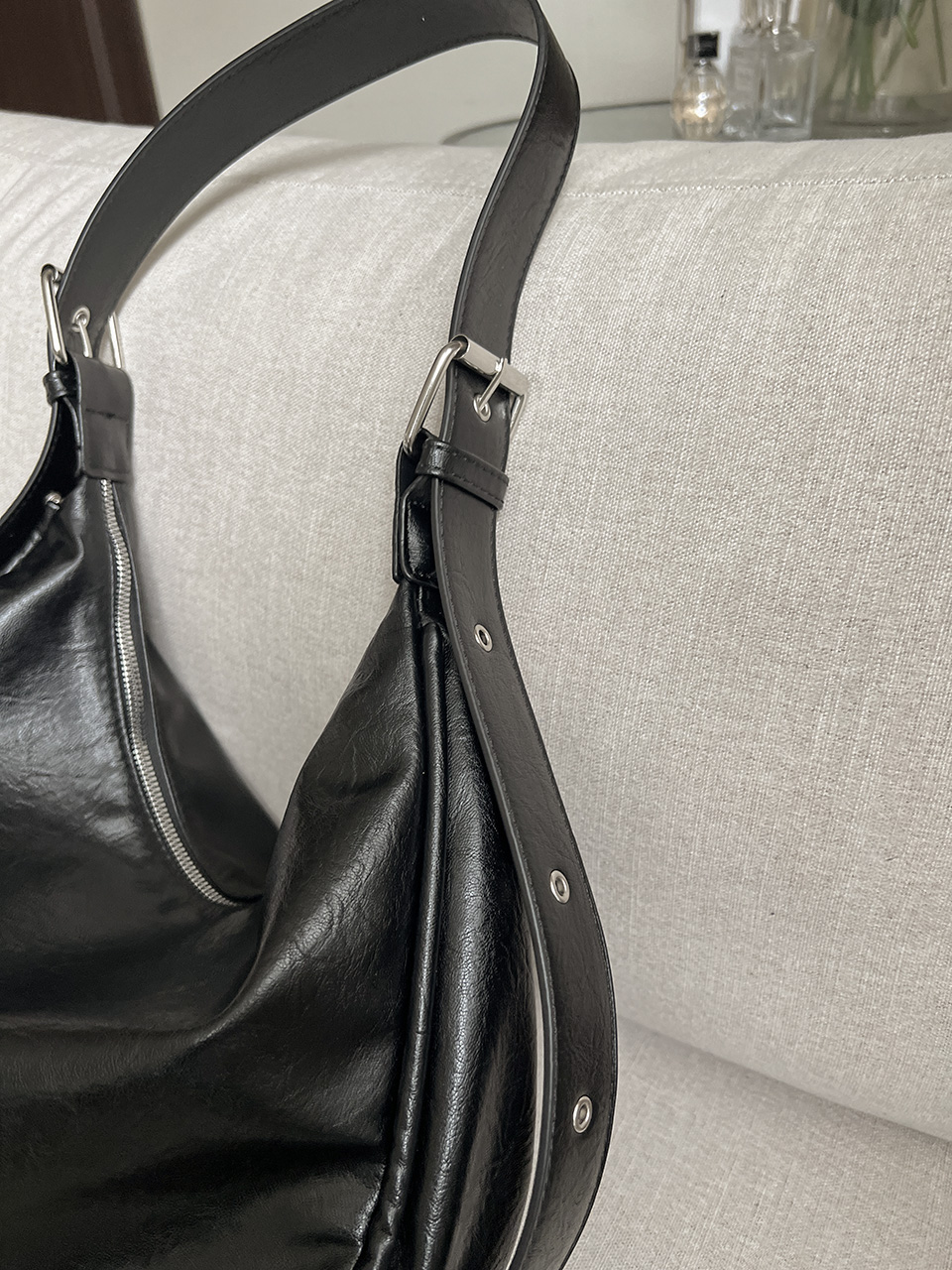 Leather Square Cross Hobo Bag