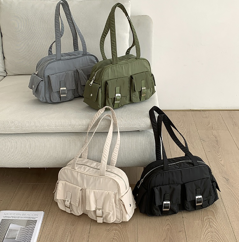 4-Pocket Nylon Shoulder Bag (4 colors)