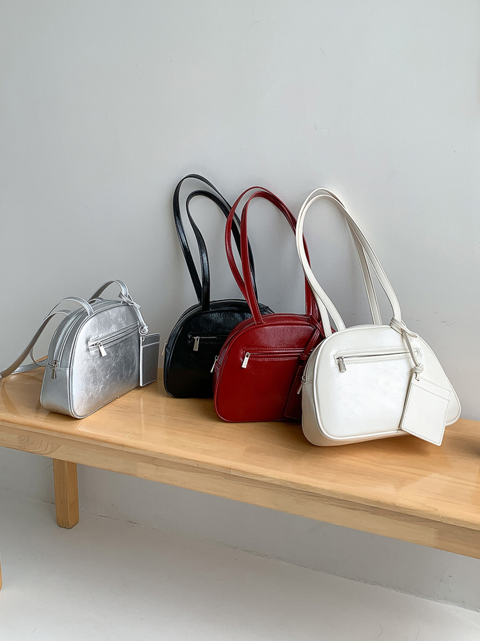 Cracked Round Leather Tote Bag/Shoulder Bag