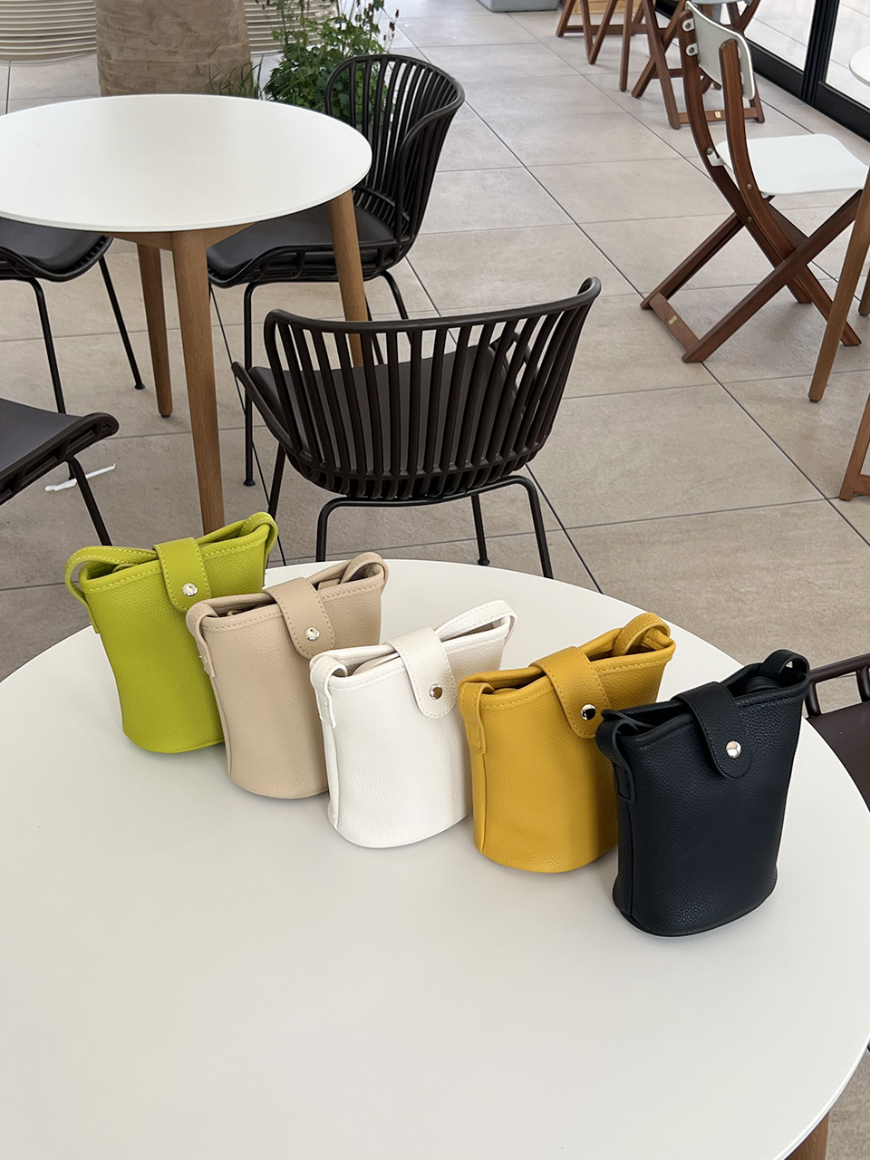 Button-belted mini cross-shoulder bag