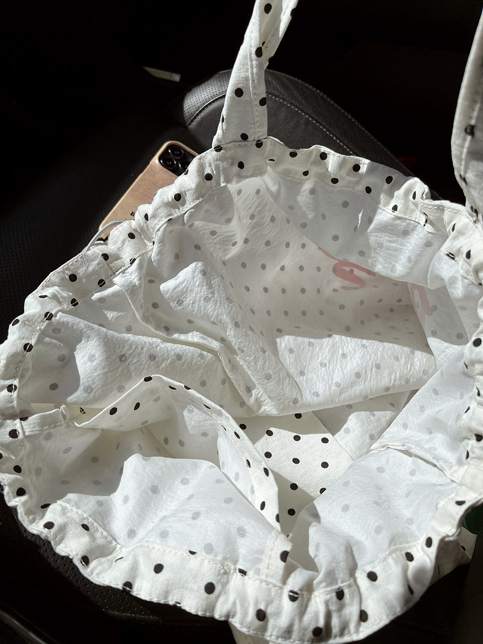 [3 colors] Dot Lettering String Bucket Bag