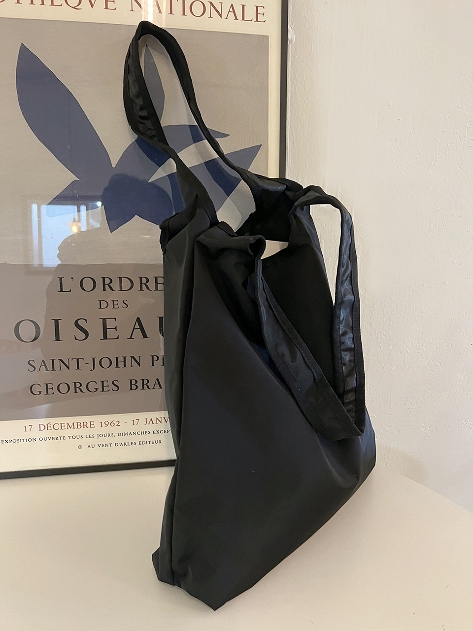Button nylon shoulder eco bag