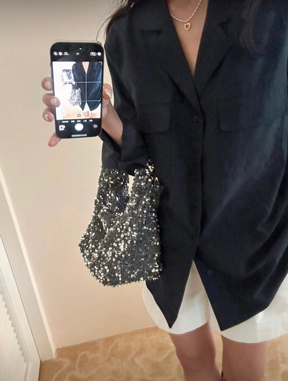 Bling Shirred Silver Mini Tote Bag