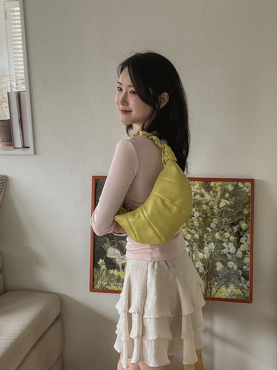 Sorbet Leather Pastel Hobo Shoulder Bag
