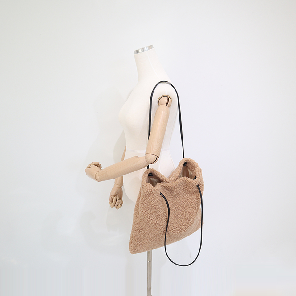 Fleece Leather Drawstring Boa Eco Bag