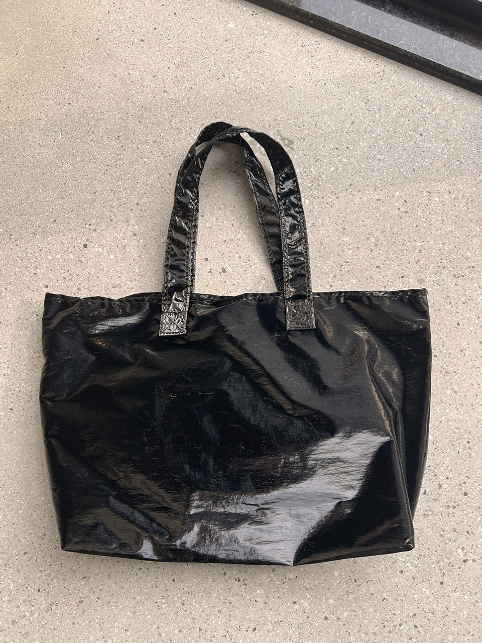 Glossy nylon shoulder bag