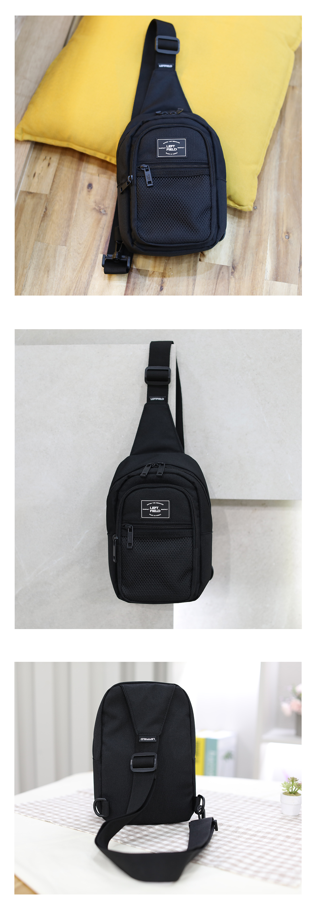 Canvas Mesh Pocket Sling Messenger Bag