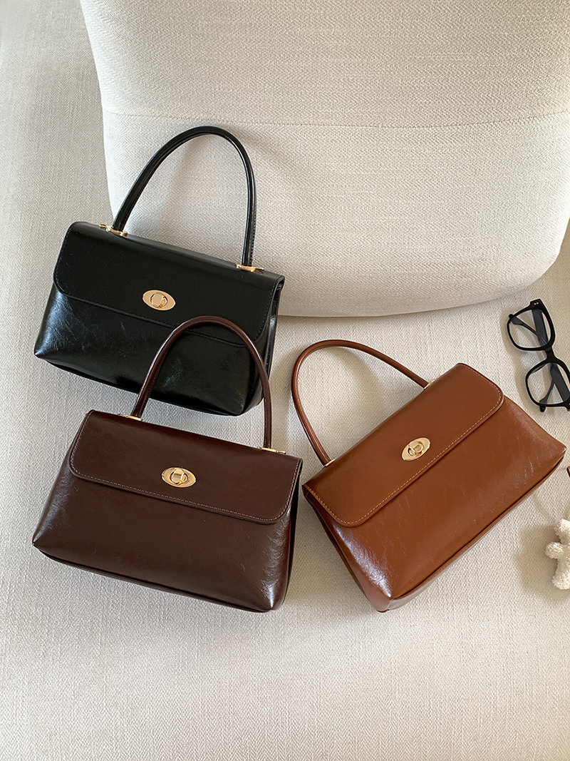 Crack Square Buckle Tote Bag (3 colors)