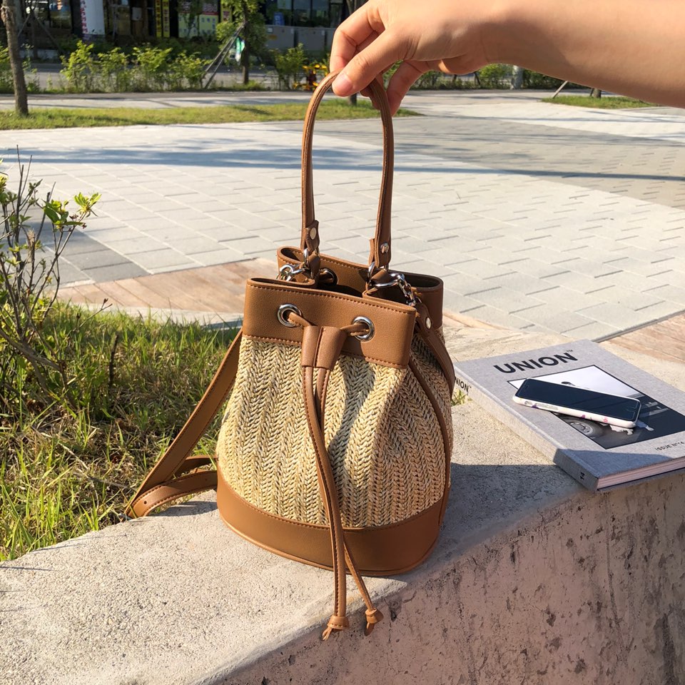 Rattan Mini Bucket Bag / Cross Bucket Bag (3 colors)