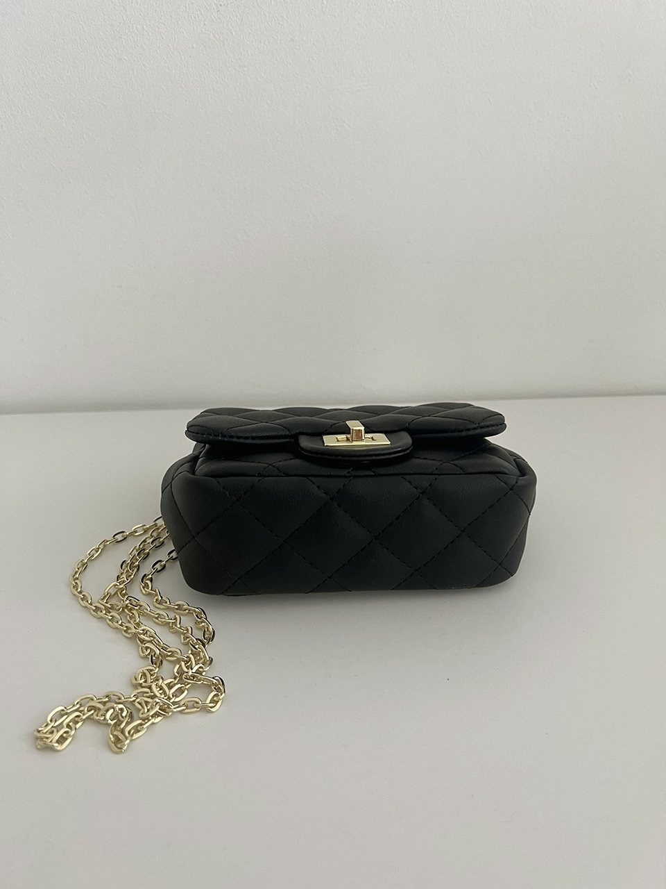 Zuni Quilted Micro Mini Gold Chain Bag