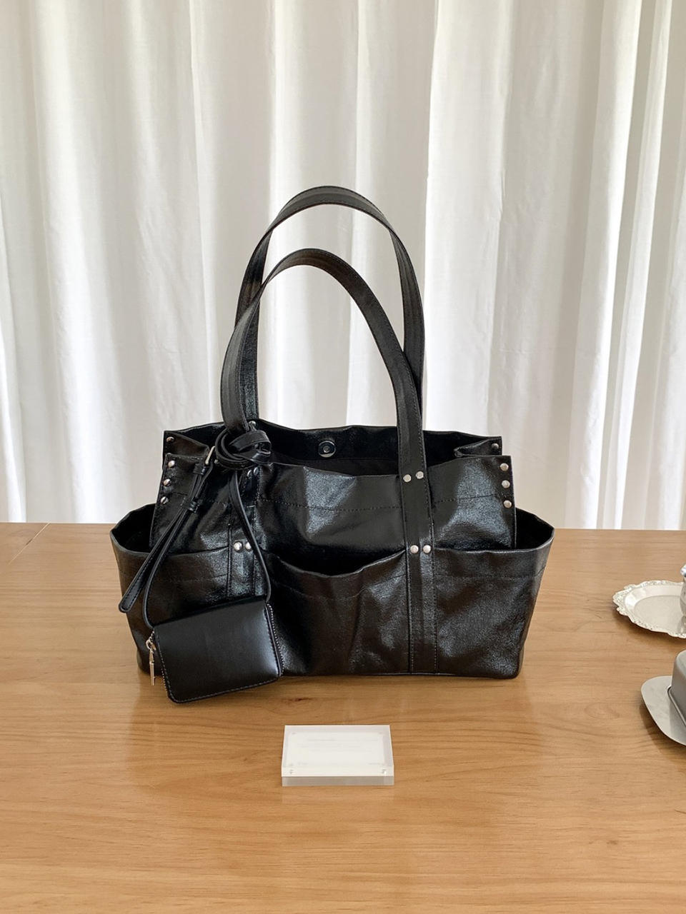 Glossy Pocket Y2K Big Tote Bag