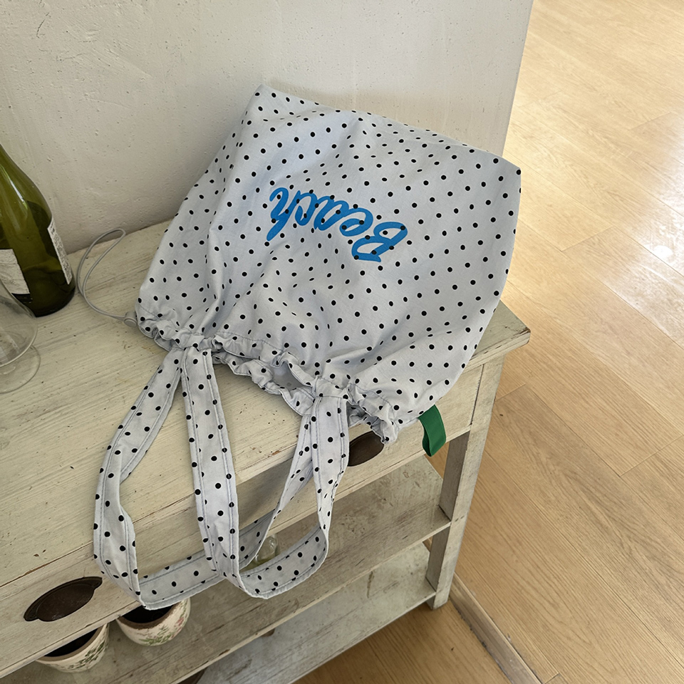 [3 colors] Dot Lettering String Bucket Bag