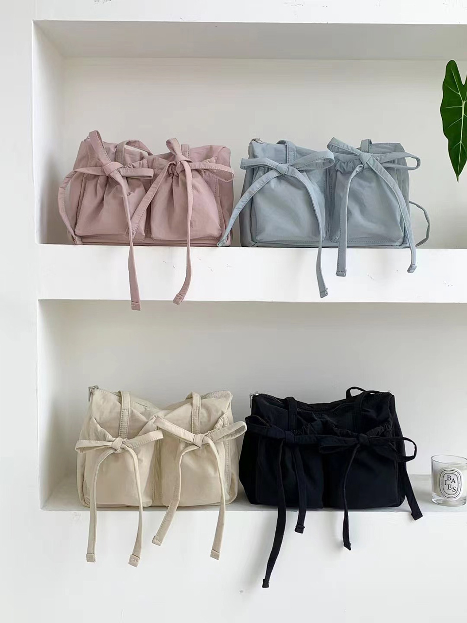 Ribbon Ballet Core Pocket Nylon Shoulder Bag (4 colors)