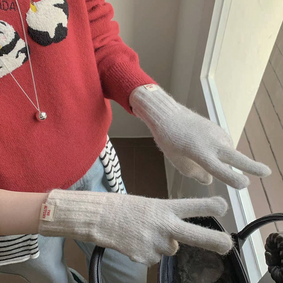 [Smartphone Compatible] Basic Color Knit Gloves