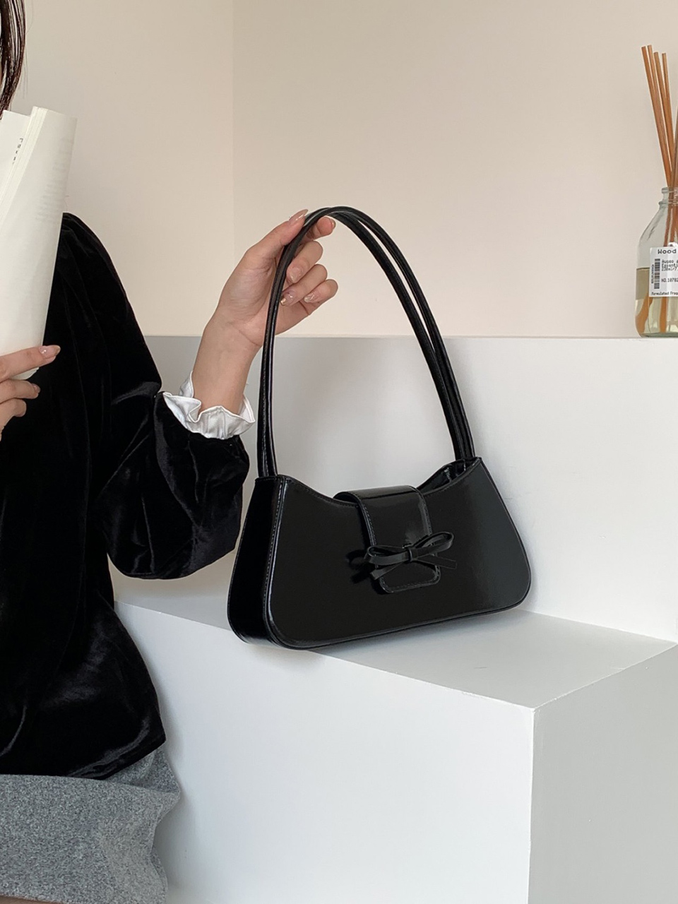 Ballet Core Ribbon Baguette Shoulder Bag