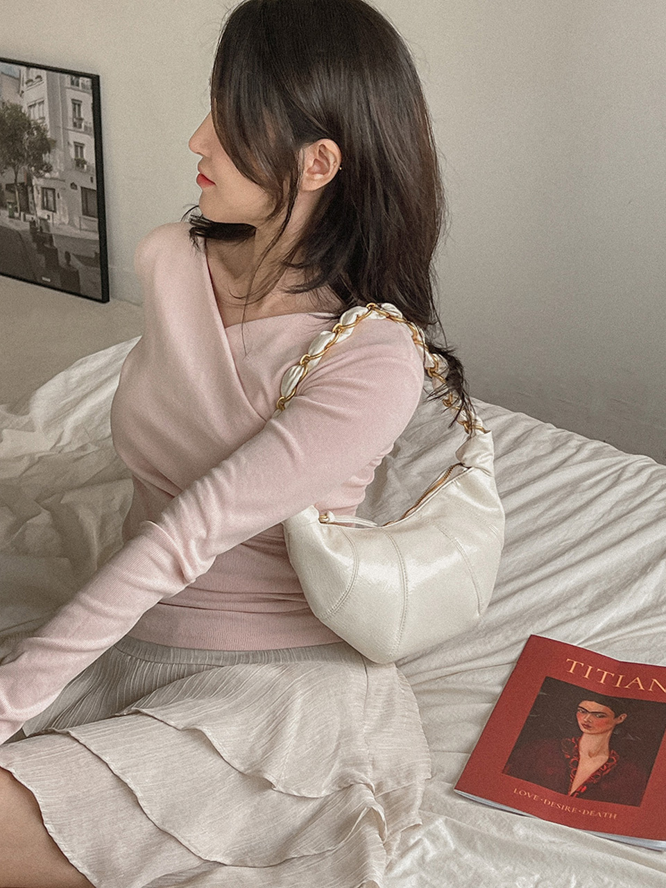 Sorbet Leather Pastel Hobo Shoulder Bag