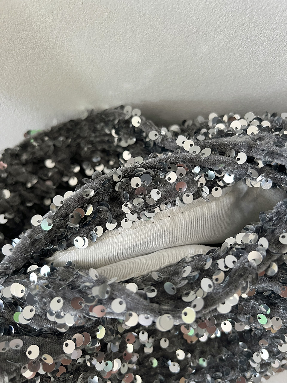 Bling Shirred Silver Mini Tote Bag