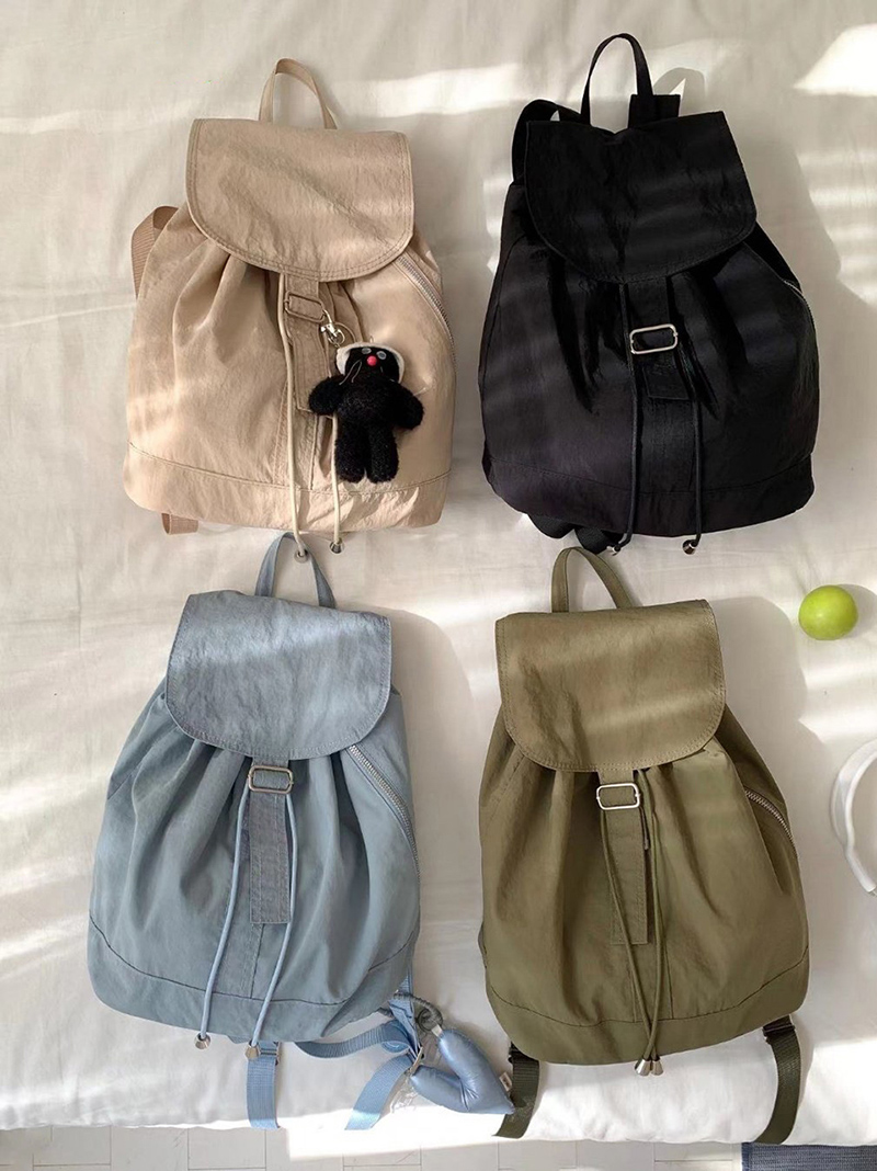 Buckle side zip-up nylon backpack (4 colors)