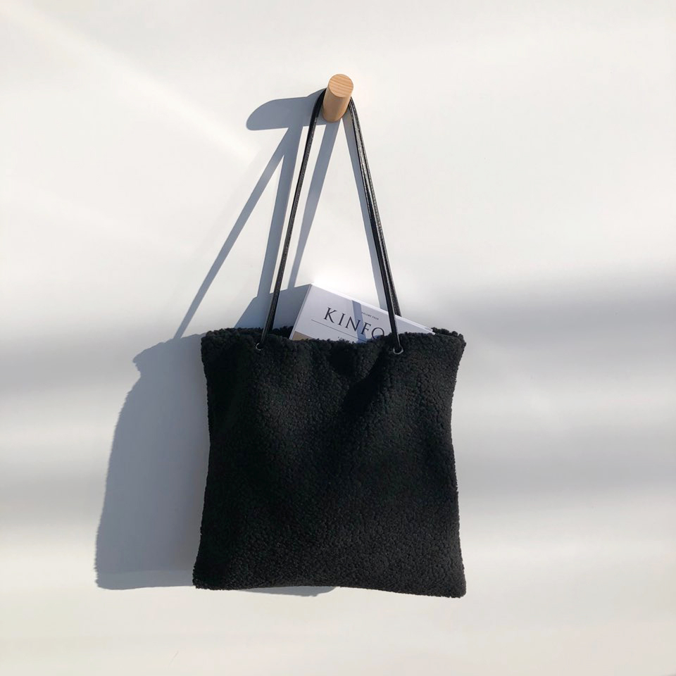 Fleece Leather Drawstring Boa Eco Bag