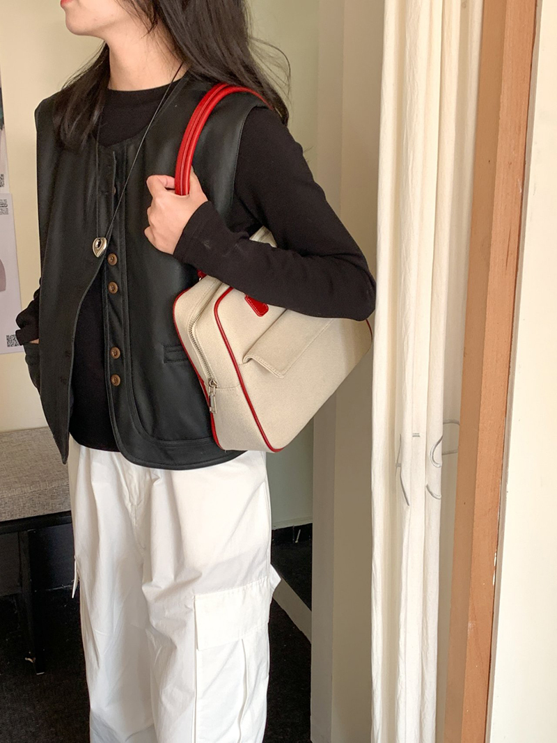 Jacquard leather tote bag/shoulder bag