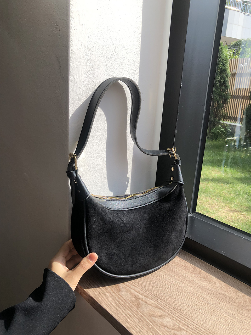 Suede Mini Two-Strap Shoulder Bag