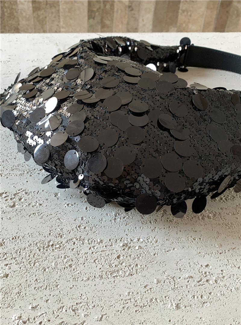 Sequined round zipper shoulder bag (2 colors)