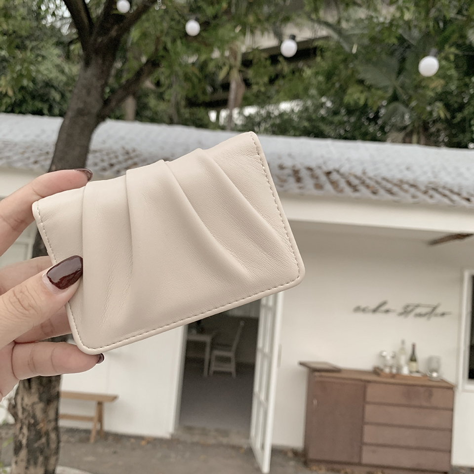 Shirring Leather Card Case