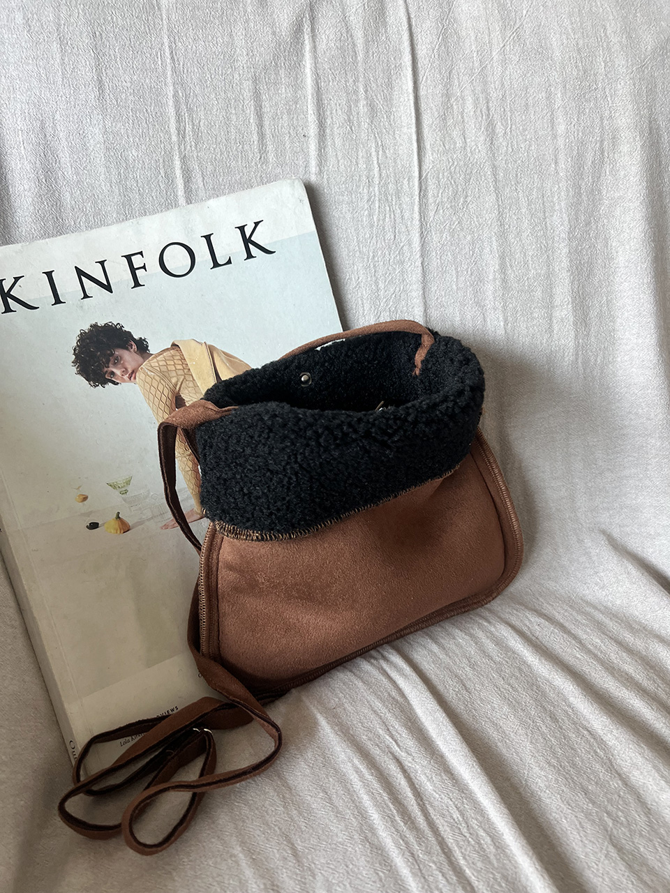 Fluffy fur suede mini bag