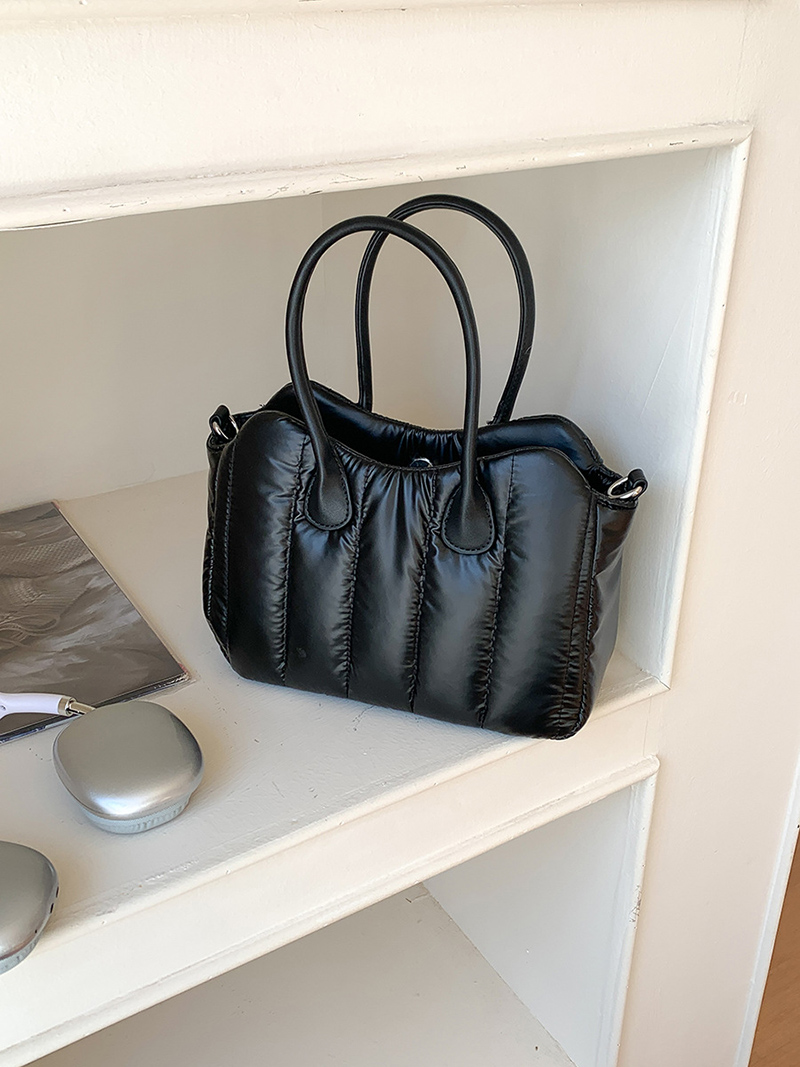 Down nylon quilted tote bag