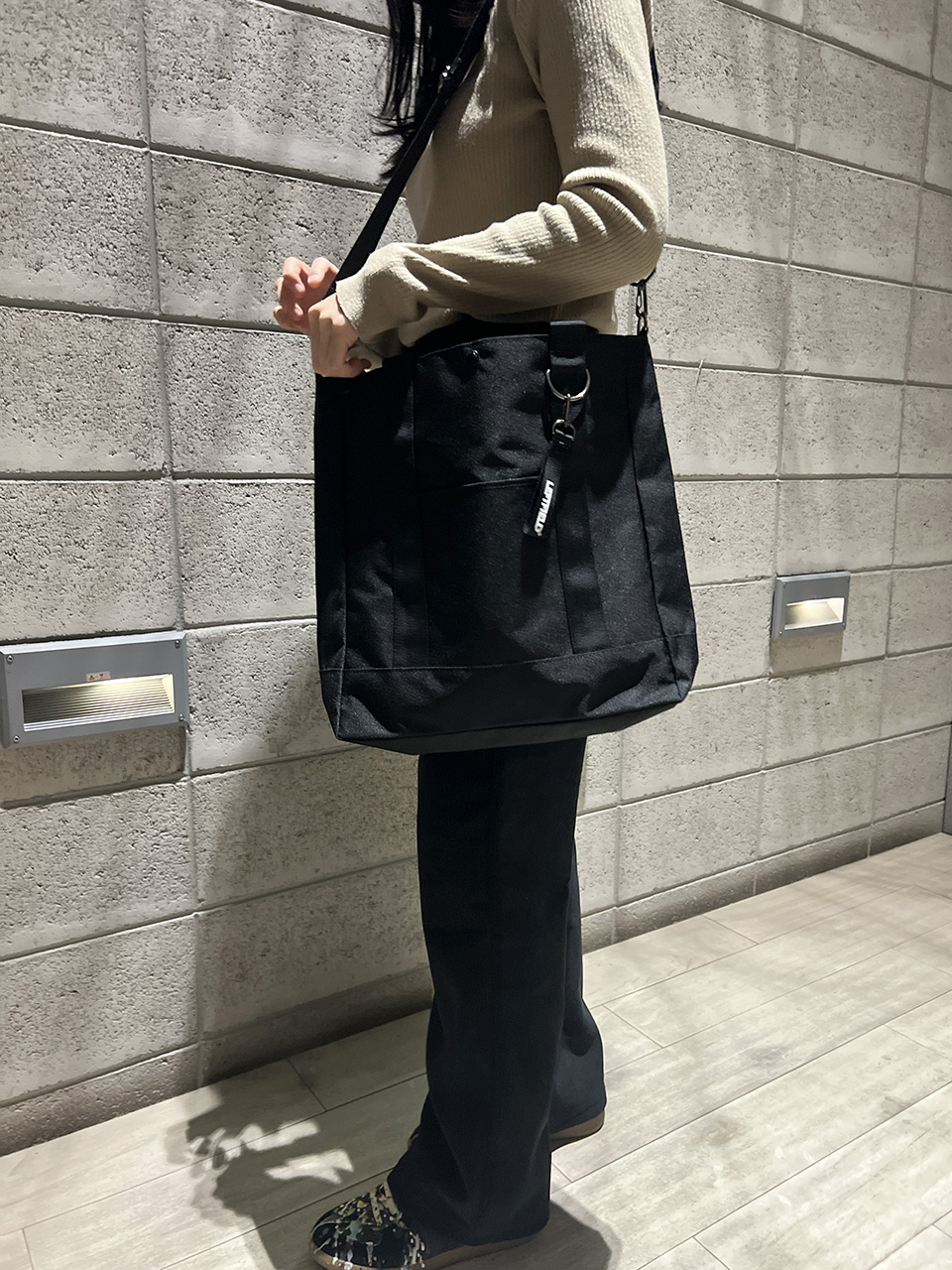 Canvas fabric pocket large cross eco bag