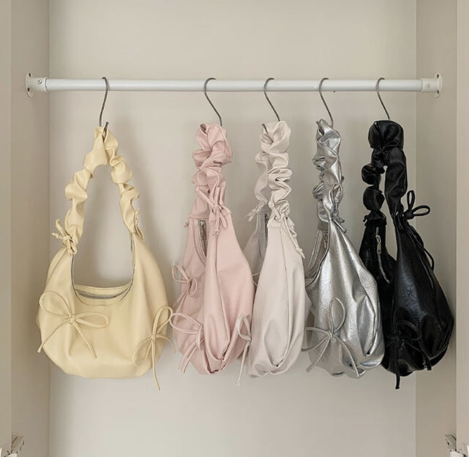 [5 colors] Ribbon Ballet Core Shirring Laser Tote Bag/Shoulder Bag