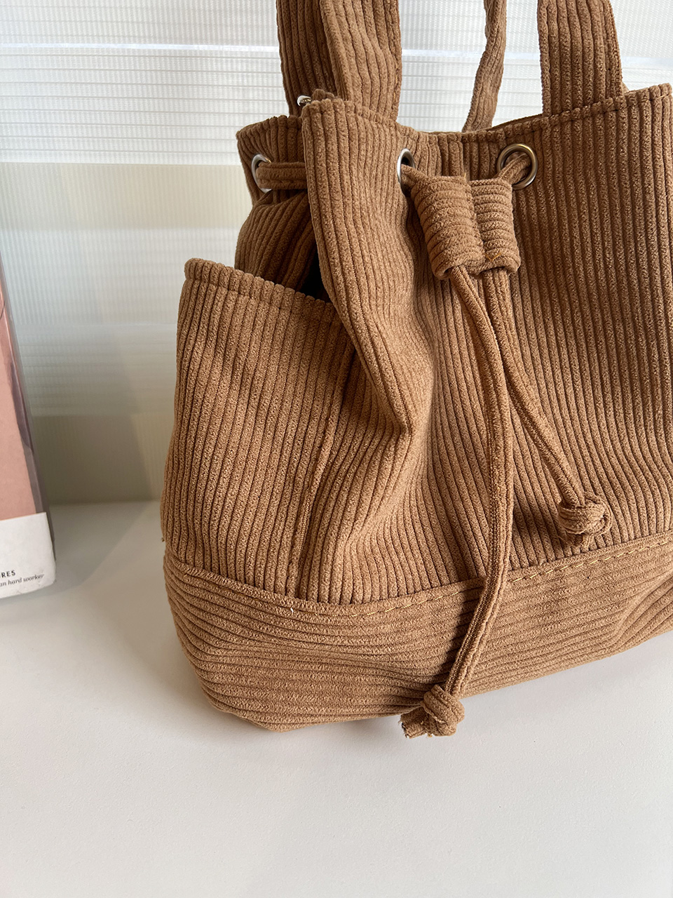Corduroy Mini Bucket Bag, Bucket Cloth Eco Bag (6 colors)