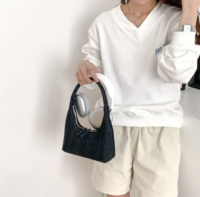 Blooming Round Denim Shoulder Bag