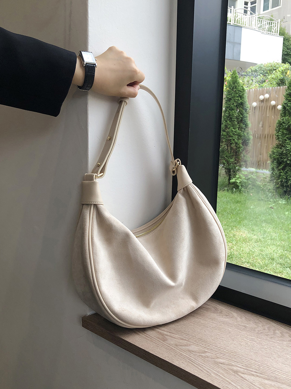 Suede shoulder bag