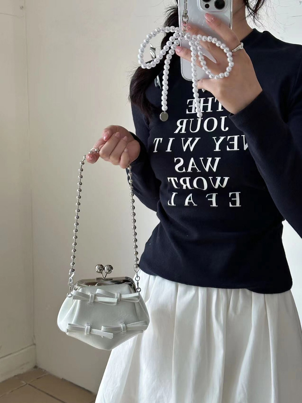 Ribbon 2-Way Chain Mini Crossbody Bag (2 Strap Types)