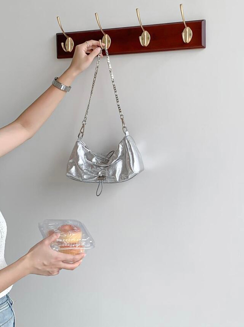 Monroe Cross Shirring Silver Mini Chain Bag