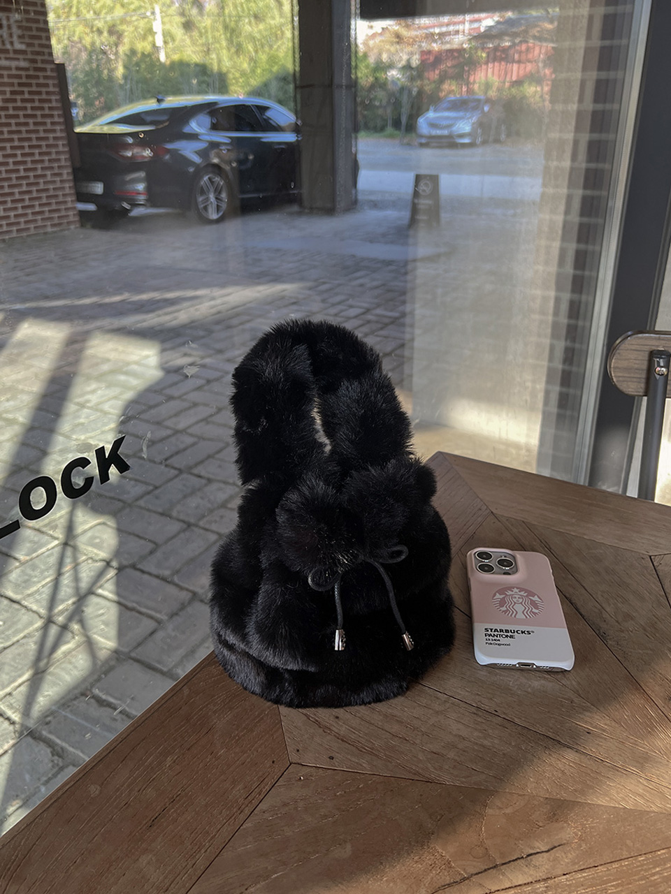 Eco-fur mini bucket bag/tote bag