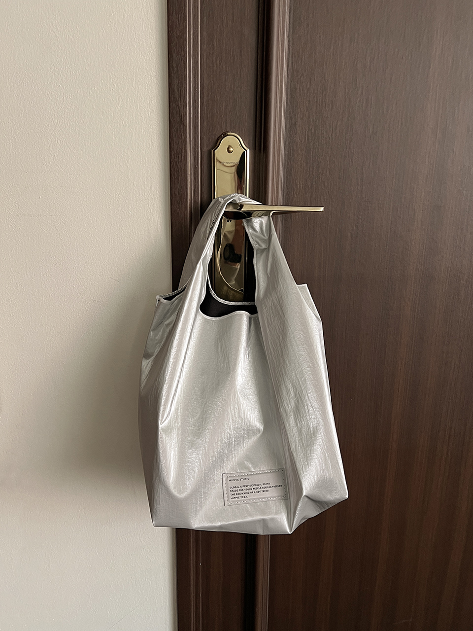Glossy nylon mini tote bag