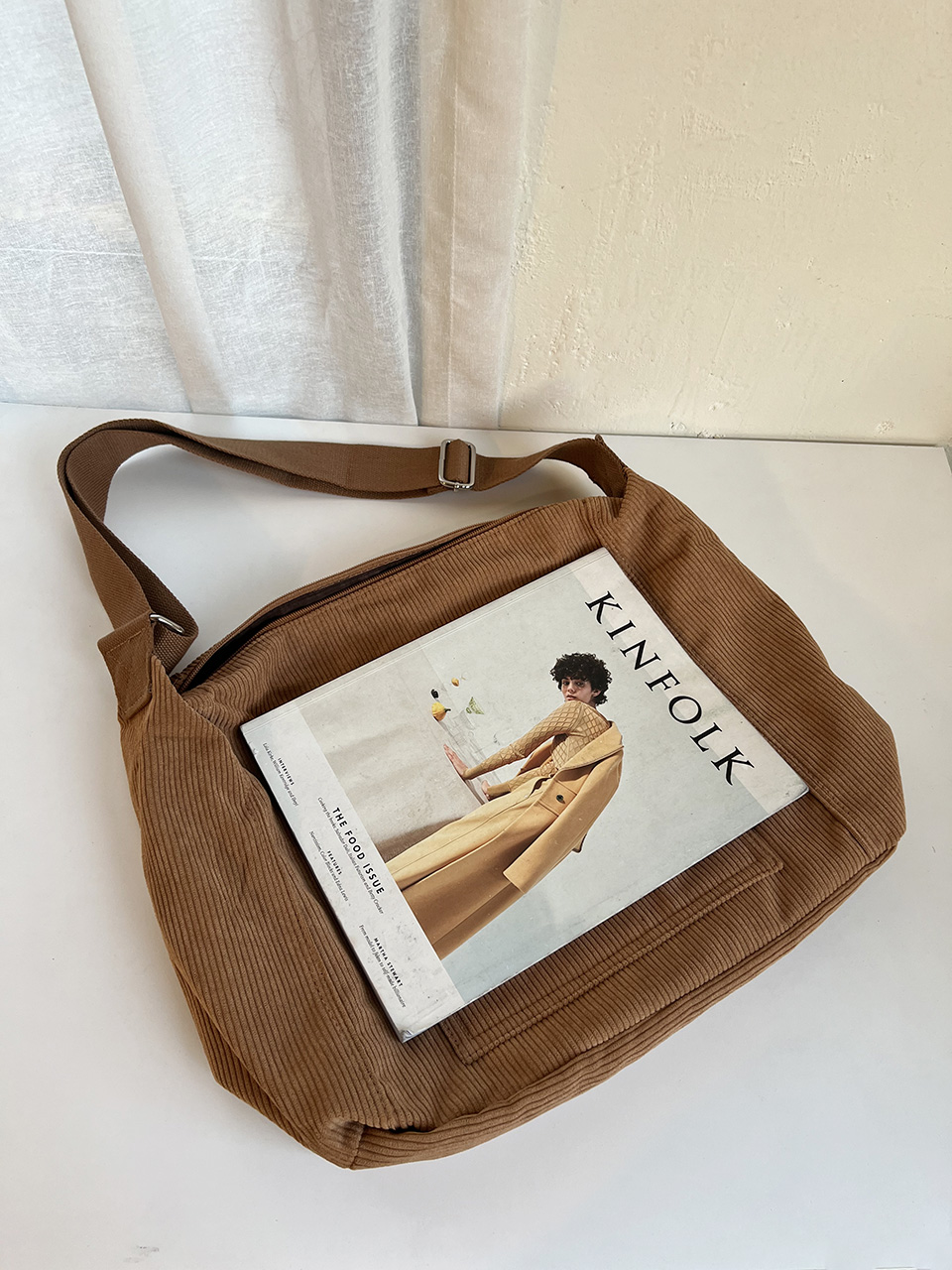 Corduroy Pocket Big Cross Eco Bag (6 colors)