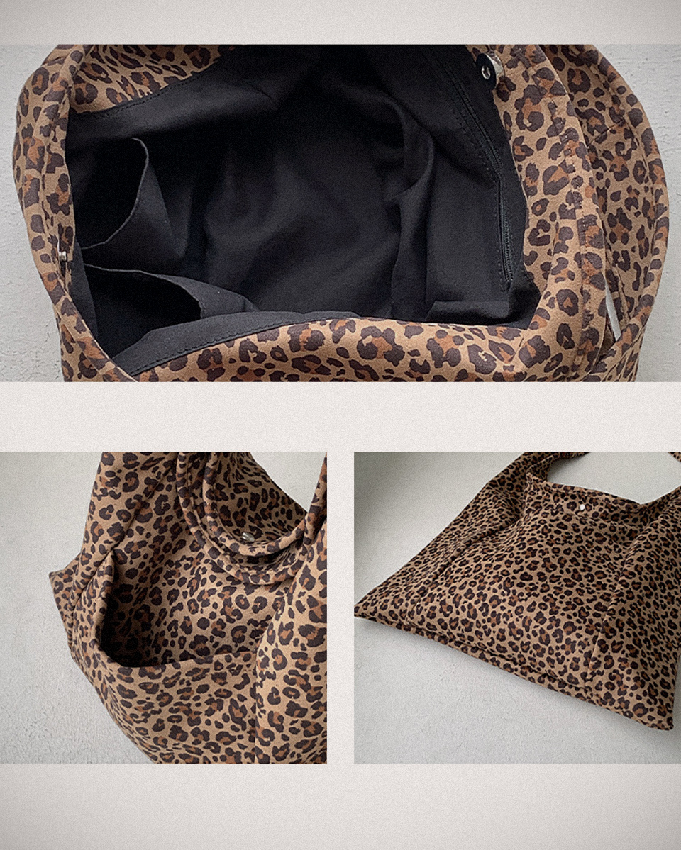 Leopard print suede eco bag/tote bag