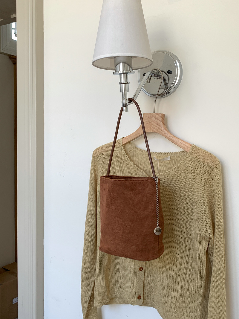 Suede Chain Mini Shoulder Bucket Bag