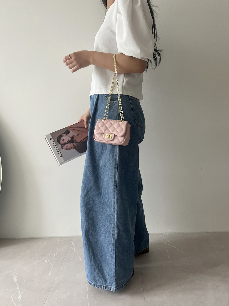 Zuni Quilted Micro Mini Gold Chain Bag